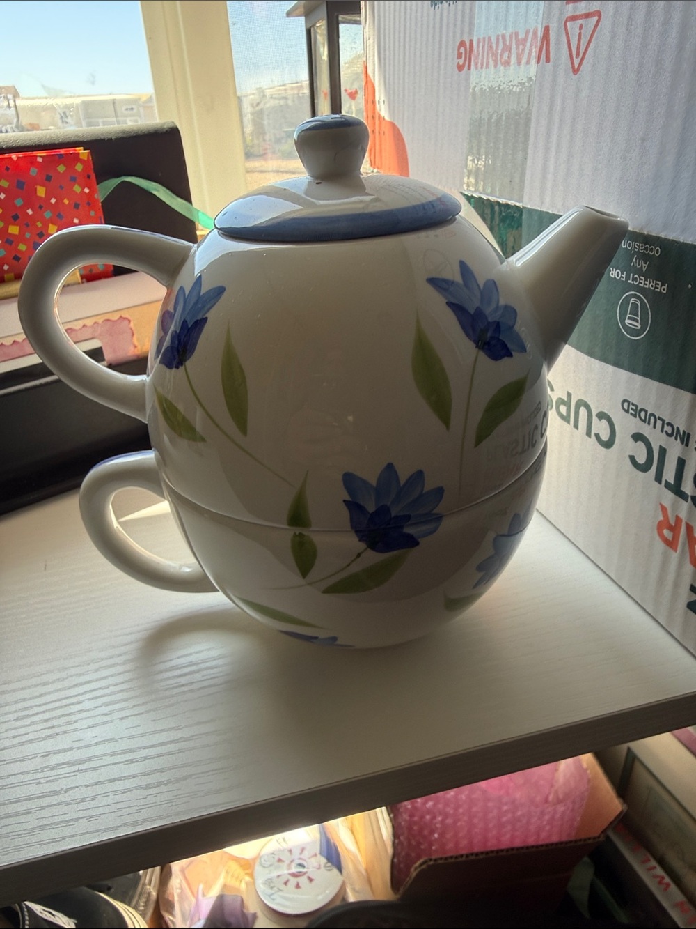 Verona Blue Floral Ceramic Tea for One Set